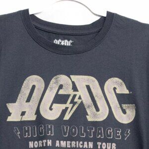 ACDC High Voltage North American Tour 1976 Womens Blue Crop Top Short Sleeve L